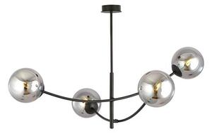 Stropní svítidlo HUNTER 4 – černé, grafitové sklo, 4× E14, šířka 89 cm