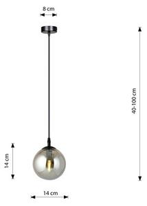 Závěsné svítidlo COSMO 1 – černé, grafitové sklo, 1× E14, šířka 12 cm