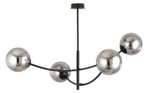 Stropní svítidlo HUNTER 4 – černé, grafitové sklo, 4× E14, šířka 89 cm