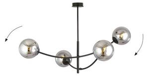 Stropní svítidlo HUNTER 4 – černé, grafitové sklo, 4× E14, šířka 89 cm
