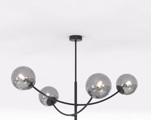 Stropní svítidlo HUNTER 4 – černé, grafitové sklo, 4× E14, šířka 89 cm