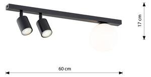Stropní svítidlo BASTER 3 – černé, bílé sklo, 3× GU10/E14, šířka 60 cm