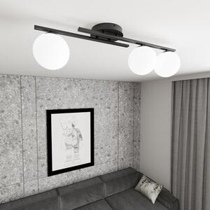 Stropní svítidlo KAIRO 3 – černé, opálové sklo, 3× E14, šířka 60 cm
