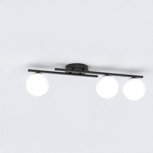 Stropní svítidlo KAIRO 3 – černé, opálové sklo, 3× E14, šířka 60 cm