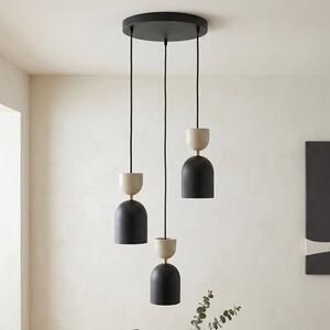 Závěsné svítidlo GAUDI 3 PREM – černé / moka, 3× E14, šířka 34 cm