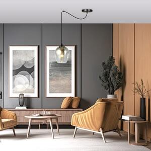 Závěsné svítidlo LEVEL 1 – černé, grafitové sklo, 1× E27, šířka 14 cm