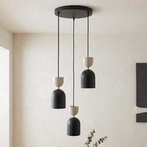 Závěsné svítidlo GAUDI 3 PREM – černé / moka, 3× E14, šířka 34 cm