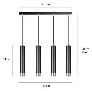 Závěsné svítidlo KIBO 4 – černé / chromové, 4× GU10, šířka 60 cm