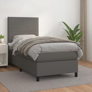 Box spring postel s matrací šedá 90x190 cm umělá kůže 3142699