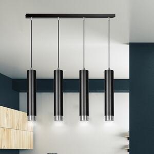 Závěsné svítidlo KIBO 4 – černé / chromové, 4× GU10, šířka 60 cm