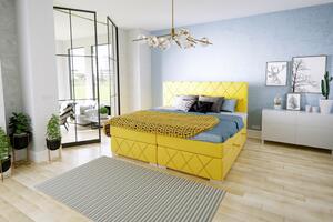 Moderní boxspring postel Rendo, žlutá Magic Velvet