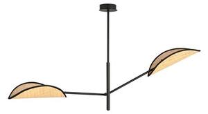 Stropní svítidlo VENE 2 – černé, hnědá textilní stínidla, 2× E14, šířka 102 cm