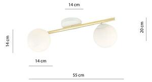 Stropní svítidlo SPLENDI 2 – bílé, opálové sklo, 2× E14, šířka 55 cm