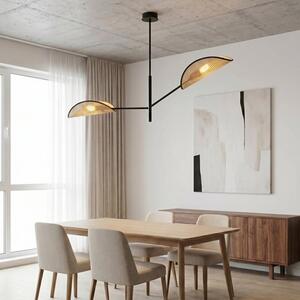 Stropní svítidlo VENE 2 – černé, hnědá textilní stínidla, 2× E14, šířka 102 cm