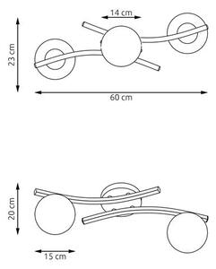 Stropní svítidlo OPUS 2 – černé, grafitové sklo, 2× E14, šířka 60 cm