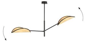 Stropní svítidlo VENE 2 – černé, hnědá textilní stínidla, 2× E14, šířka 102 cm