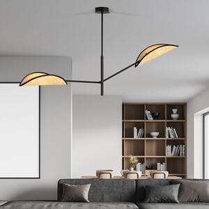 Stropní svítidlo VENE 2 – černé, hnědá textilní stínidla, 2× E14, šířka 102 cm