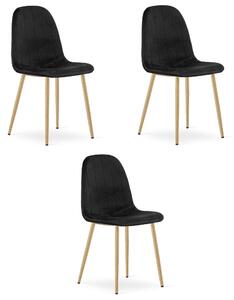 Židle – Leobert – Padva – černý samet/dubové nohy – 44,5 × 53 × 87 cm – sada 3 kusů