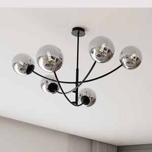 Stropní svítidlo HUNTER 6 – černé, grafitové sklo, 6× E14, šířka 89 cm