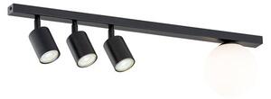 Stropní svítidlo BASTER 4 – černé, bílé sklo, 4× GU10/E14, šířka 70 cm