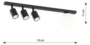 Stropní svítidlo BASTER 4 – černé, bílé sklo, 4× GU10/E14, šířka 70 cm