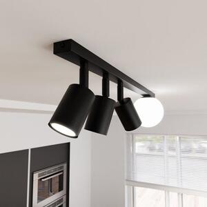 Stropní svítidlo BASTER 4 – černé, bílé sklo, 4× GU10/E14, šířka 70 cm