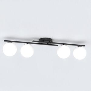 Stropní svítidlo KAIRO 4 – černé, opálové sklo, 4× E14, šířka 87 cm
