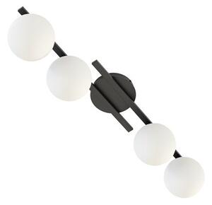 Stropní svítidlo KAIRO 4 – černé, opálové sklo, 4× E14, šířka 87 cm