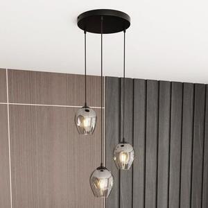 Závěsné svítidlo ISTAR 3 PREM – černé, grafitové sklo, 3× E27, šířka 40 cm
