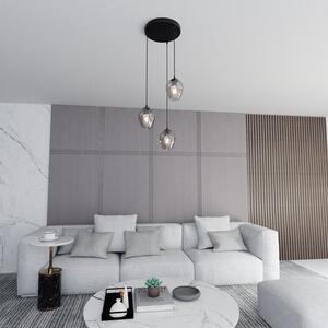 Závěsné svítidlo ISTAR 3 PREM – černé, grafitové sklo, 3× E27, šířka 40 cm