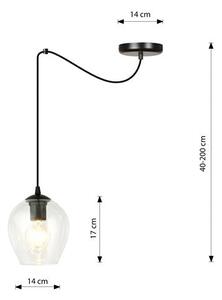 Závěsné svítidlo LEVEL 1 – černé, čiré sklo, 1× E27, šířka 14 cm
