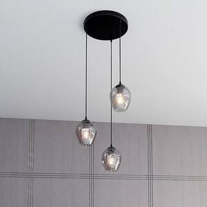 Závěsné svítidlo ISTAR 3 PREM – černé, grafitové sklo, 3× E27, šířka 40 cm
