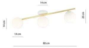 Stropní svítidlo SPLENDI 3 – bílé, opálové sklo, 3× E14, šířka 80 cm