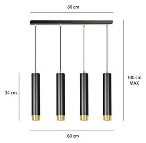 Závěsné svítidlo KIBO 4 – černé / zlaté, 4× GU10, šířka 60 cm