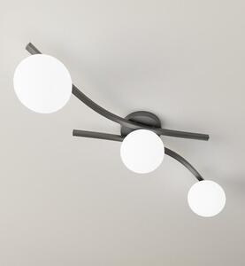 Stropní svítidlo OPUS 3 – černé, opálové sklo, 3× E14, šířka 85 cm