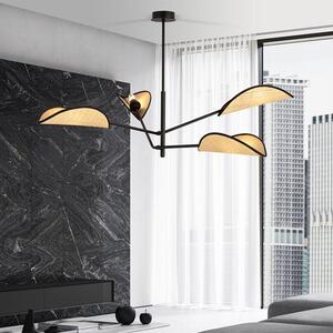 Stropní svítidlo VENE 4 – černé, hnědá textilní stínidla, 4× E14, šířka 102 cm
