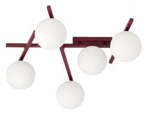 Stropní svítidlo SMART 5 – vínové, opálové sklo, 5× E14, šířka 67 cm