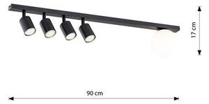 Stropní svítidlo BASTER 5 – černé, bílé sklo, 5× GU10/E14, šířka 90 cm