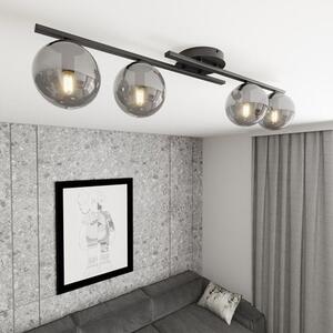 Stropní svítidlo KAIRO 4 – černé, grafitové sklo, 4× E14, šířka 87 cm