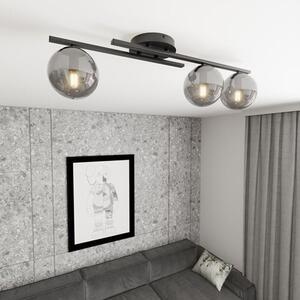 Stropní svítidlo KAIRO 3 – černé, grafitové sklo, 3× E14, šířka 60 cm