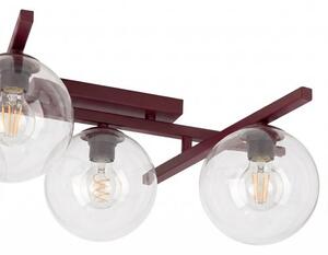 Stropní svítidlo SMART 5 – vínové, čiré sklo, 5× E14, šířka 67 cm