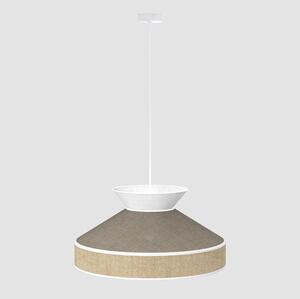 Závěsné svítidlo SIESTA 1 – bílé, hnědé textilní stínidlo, 1× E27, šířka 50 cm