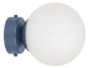 Nástěnné svítidlo MAGNUS K1 – tlumeně modré, bílé sklo, 1× E14, šířka 31 cm