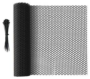 Plastová síťovina - Černá - 15 m x 40 cm - Ochranná síť pro zvířata a stromy - Oplocení na zahradu