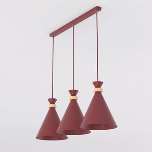 Závěsné svítidlo ZERO 3 – vínové, 3× E27, šířka 78 cm