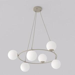 Závěsné svítidlo AZURA 6 – moka, opálové sklo, 6× E14, šířka 75 cm