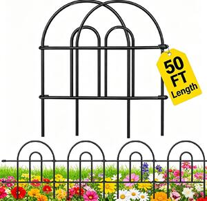 Zahradní plot - 35 panelů - 45,7 cm výška - Černé železo - 50 stop