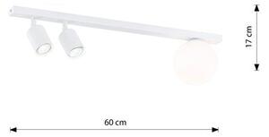 Stropní svítidlo BASTER 3 – celobílé, sklo, 3× GU10/E14, šířka 60 cm