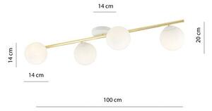 Stropní svítidlo SPLENDI 4 – bílé, opálové sklo, 4× E14, šířka 100 cm