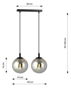 Závěsné svítidlo COSMO 2 – černé, grafitové sklo, 2× E14, šířka 40 cm